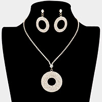 Rhinestone Pave Open Circle Rhinestone Necklace