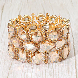 Multi Stone Cluster Evening Stretch Bracelet