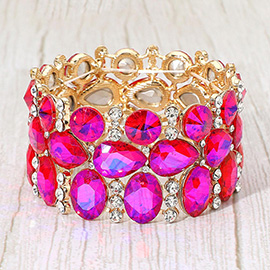 Multi Stone Cluster Evening Stretch Bracelet