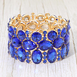 Multi Stone Cluster Evening Stretch Bracelet