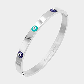 Triple Evil Eye Stainless Steel Bangle Bracelet