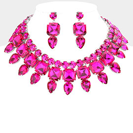 Multi Stone Cluster Evening Necklace