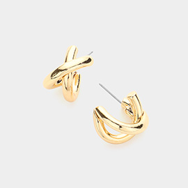 Metal Crisscross Hoop Earrings