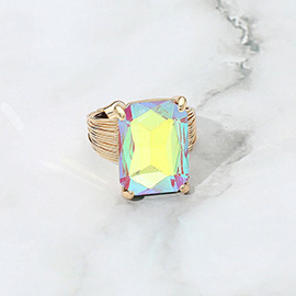 Emerald Cut Stone Adjustable Ring