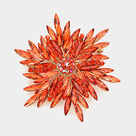 Marquise Stone Cluster Flower Pin Brooch