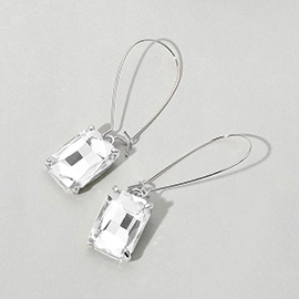 Emerald Cut Stone Dangle Evening Earrings