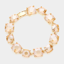 Cushion Square Stone Link Evening Bracelet