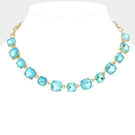Cushion Square Stone Link Evening Necklace