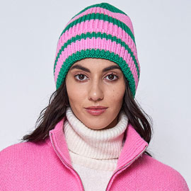 Striped Cuff Beanie Hat