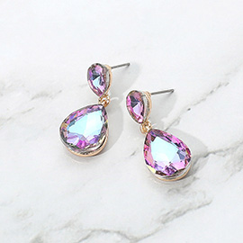 Glass Crystal Teardrop Dangle Earrings