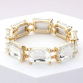 Emerald Cut Stone Stretch Evening Bracelet