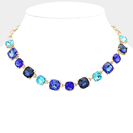 Cushion Square Stone Link Evening Necklace