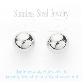 Stainless Steel 0.75 Inch Metal Ball Stud Earrings