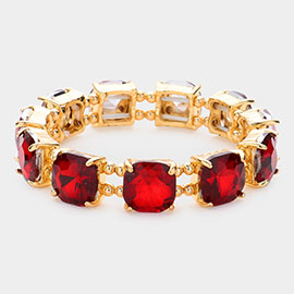 Cushion Square Stone Stretch Evening Bracelet