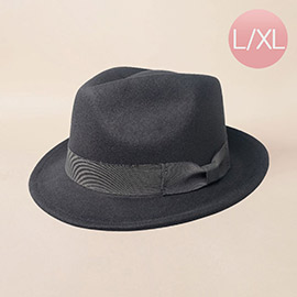 Bow Band Pointed Solid Fedora Panama Hat