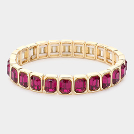 Emerald Cut Stone Stretch Evening Bracelet