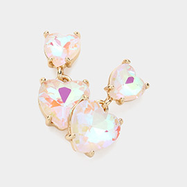 Heart Stone Cluster Dangle Earrings