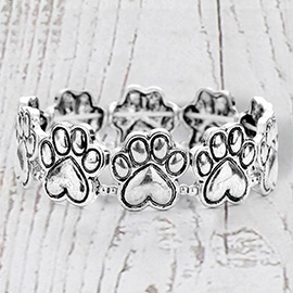 Textured Metal Paw Stretch Bracelet