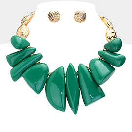 Abstract Shape Resin Stone Accented Statement Necklace