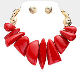 Abstract Shape Resin Stone Accented Statement Necklace