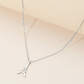 SECRET BOX_Brass Metal Eiffel Tower Pendant Necklace