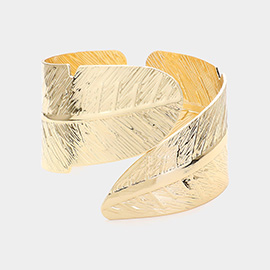 Metal Leaf Hinged Bangle Bracelet