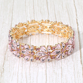 Floral Crystal Stretch Evening Bracelet
