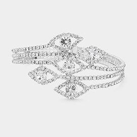 Rhinestone Paved Evil Eye Evening Cuff Bracelet