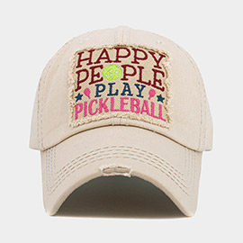 HAPPY PEOPLE PLAY PICKLEBALL Message Vintage Baseball Cap