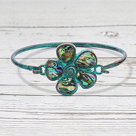 Abalone Flower Spiral Accent Bangle Bracelet
