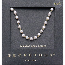 SECRET BOX_14K Gold Dipped Pearl Station Necklace