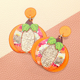 Resin Thanksgiving Pumpkin Dangle Earrings