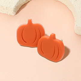 Polymer Clay Pumpkin Stud Earrings