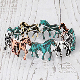 Antique Metal Western Horse Stretch Bracelet