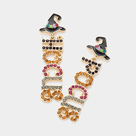 Stone Paved HOCUS POCUS Message Dangle Earrings