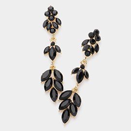 Marquise Stone Cluster Embellished Link Dropdown Evening Earrings