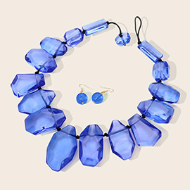 Multi Shaped Acrylic Rock Beaded Statement Necklace