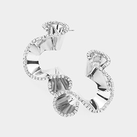 Rhinestone Rim Abstract Twirled Spiral Earrings