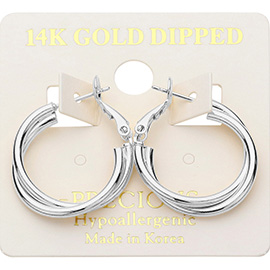 14K Gold Dipped Hypoallergenic Twisted Hoop Earrings