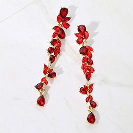 Teardrop Marquise Stone Cluster Embellished Dropdown Evening Earrings