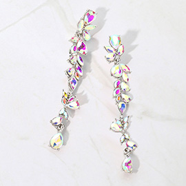 Teardrop Marquise Stone Cluster Embellished Dropdown Evening Earrings