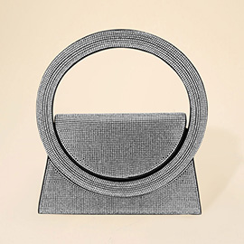 Bling Studded Oversized Round Top Handle Mini Evening Bag / Crossbody Bag