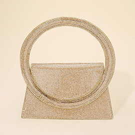 Bling Studded Oversized Round Top Handle Mini Evening Bag / Crossbody Bag