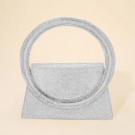 Bling Studded Oversized Round Top Handle Mini Evening Bag / Crossbody Bag