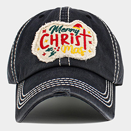 Merry CHRISTMas Message Accented Vintage Baseball Cap