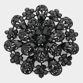 Oversized Flower Crystal Pave Pin Brooch