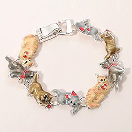 Enamel Cat Link Magnetic Bracelet