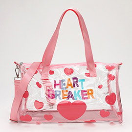 HEART BRAKER Message Heart Pattern Printed Transparent Boston Bag / Crossbody Bag
