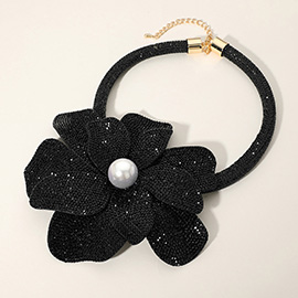 Bling Studded Oversized Flower Pointed Necklace