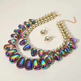Chunky Beaded Double Layered Statement Necklace